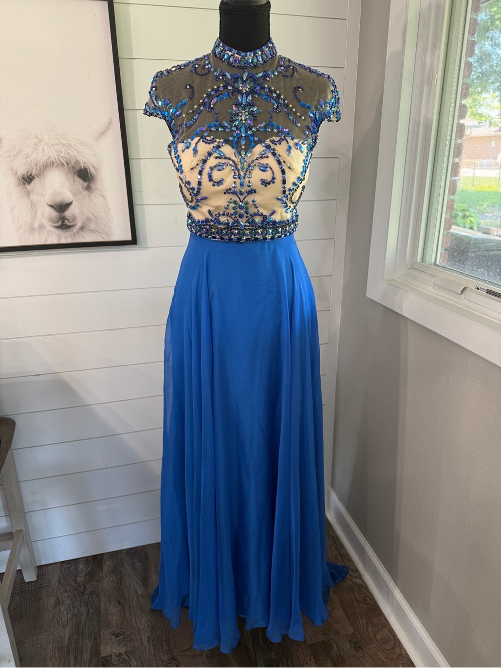 Rachel Allan Princess Royal Blue Beaded Formal Prom Gown Size 2 NWT 2 Piece